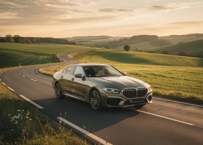 Luxuriöser Roadtrip in Deutschland bei goldenem Abendlicht